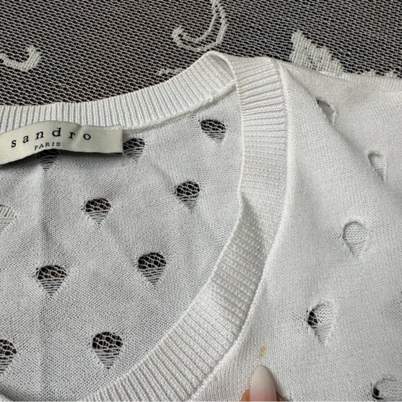 Sandro Paris White Cardigan Sz 2 - Picture 13 of 14